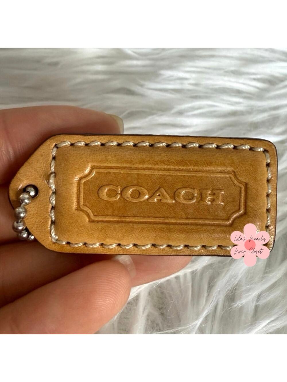 1.5" y2k COACH Vintage Tan Fob Bag Charm Hang tag Hangtag
